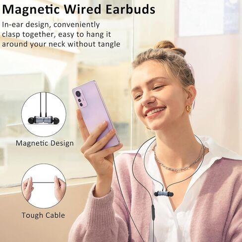 USB C Headphones for Samsung Galaxy A55 A35 A54 A53 S24 Ultra S23 S22 S21 FE S20 Google Pixel 9 Pro/8 Pro/iPhone 15/15 Pro/15 Plus Magnetic Wired Earbuds in-Ear Type C Earphones Mic Volume Control in Kuwait