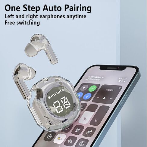 Wireless Earbuds, Bluetooth 5.3 Ear Buds LED Power Display Headphones Bass Stereo, Earbuds in-Ear Noise Cancelling Mic, Sports Earphone Microphone Headset for Android iOS in Saudi Arabia