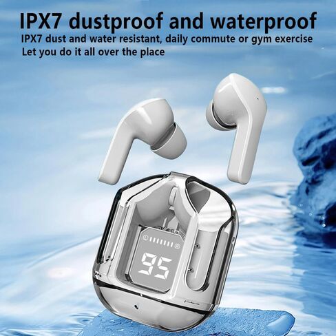 Wireless Earbuds, Bluetooth 5.3 Ear Buds LED Power Display Headphones Bass Stereo, Earbuds in-Ear Noise Cancelling Mic, Sports Earphone Microphone Headset for Android iOS in Saudi Arabia