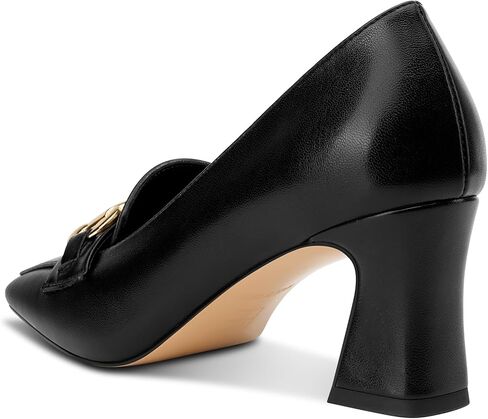 DearOnly Heeled Loafers for Women Square Toe Chunky Block Mid Heel Pumps Slip-on Metal Chain Work Office Dress Shoes 2.8 Inches Heels in Kuwait