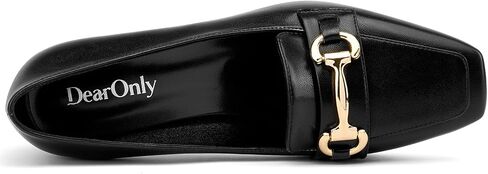 DearOnly Heeled Loafers for Women Square Toe Chunky Block Mid Heel Pumps Slip-on Metal Chain Work Office Dress Shoes 2.8 Inches Heels in Kuwait
