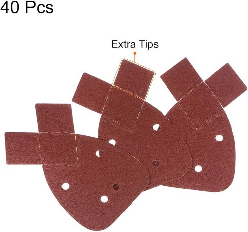 HARFINGTON 40pcs Hook & Loop Sandpapers 1500 Grits Aluminum Oxide Sanding Pads Mouse Detail Sander Papers Sanding Sheets with Extra Tips for Wood Metal, Reddish Brown in Saudi Arabia