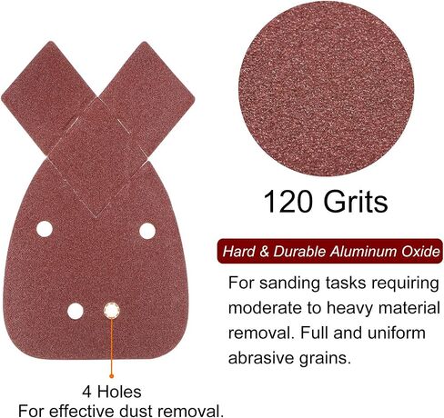 HARFINGTON 40pcs Hook & Loop Sandpapers 1500 Grits Aluminum Oxide Sanding Pads Mouse Detail Sander Papers Sanding Sheets with Extra Tips for Wood Metal, Reddish Brown in Saudi Arabia