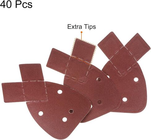 HARFINGTON 40pcs Hook & Loop Sandpapers 1500 Grits Aluminum Oxide Sanding Pads Mouse Detail Sander Papers Sanding Sheets with Extra Tips for Wood Metal, Reddish Brown in Saudi Arabia