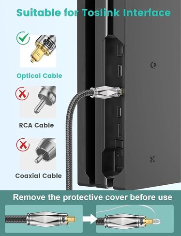 EMK Optical Cable for Soundbar to Tv, Optical Audio Cable Toslink Optical Cable Fibre Optic Cable for Soundbar,TV, Home Theater, DVD Player (16.5Ft/5M) in Saudi Arabia