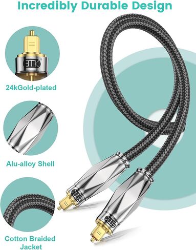 EMK Optical Cable for Soundbar to Tv, Optical Audio Cable Toslink Optical Cable Fibre Optic Cable for Soundbar,TV, Home Theater, DVD Player (16.5Ft/5M) in Saudi Arabia
