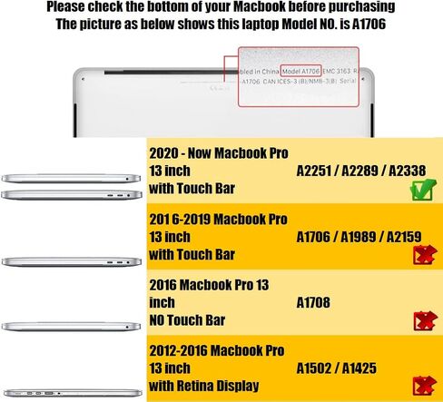 Se7enline Compatible with MacBook 2020-2024 Pro 13" Touch Bar Cover&Track Pad Protector Protective Film Laptop Accessories for M1/M2 Touch Bar Touch ID A2338/A2251/A2289, Clear/Transparent in Kuwait