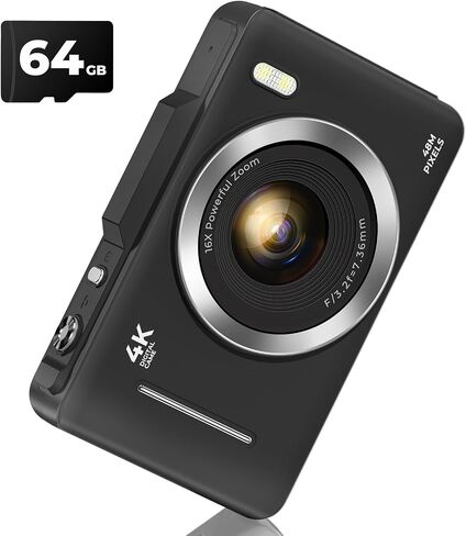 Digital Camera, Upgrade FHD 1080P Digital Camera for Kids with 64 GB SD Card,16X Zoom Anti-Shake, Compact Small Camera for Teens Adult Beginner Idea Christmas Birthdays Gift,Pink in Saudi Arabia