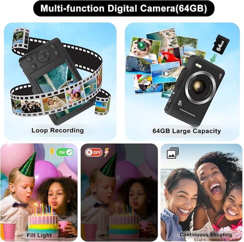 Digital Camera, Upgrade FHD 1080P Digital Camera for Kids with 64 GB SD Card,16X Zoom Anti-Shake, Compact Small Camera for Teens Adult Beginner Idea Christmas Birthdays Gift,Pink in Saudi Arabia