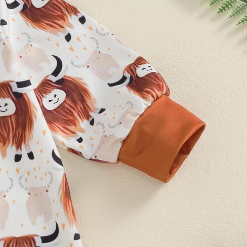 Western Baby Girl Boy Clothes Long Sleeve Cow Print Zipper Jumpsuit Romper Bodysuit One Piece Fall Winter Outfit in Saudi Arabia