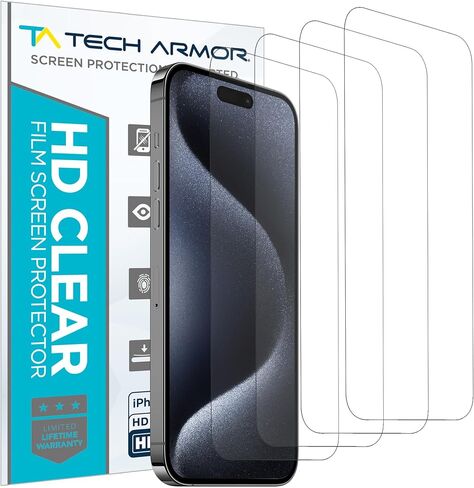 Tech Armor 4 Pack HD Clear Film Screen Protector Compatible for Apple NEW iPhone 14 (2022), iPhone 13 and iPhone 13 Pro (2021) 5G 6.1 Inch in Saudi Arabia