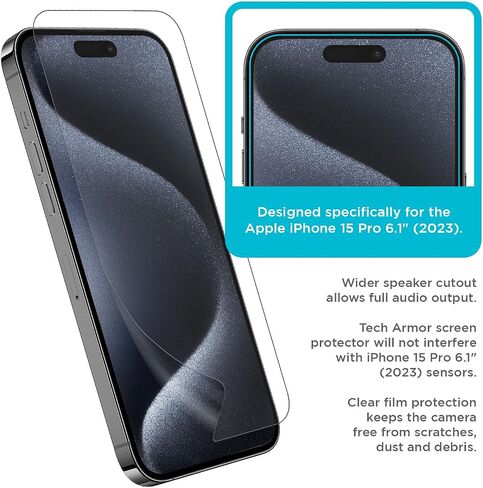 Tech Armor 4 Pack HD Clear Film Screen Protector Compatible for Apple NEW iPhone 14 (2022), iPhone 13 and iPhone 13 Pro (2021) 5G 6.1 Inch in Saudi Arabia