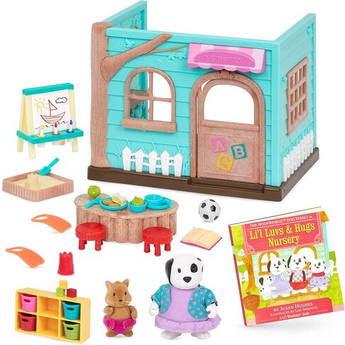 Li’l Woodzeez – Scoops & Sprinkles Ice Cream Shop – 21Pcs Dollhouse Playset – 2 Posable Doll Figures & 1 Storybook Included – Miniature Food & Accessories – Stackable Playset for Kids 3+ in Saudi Arabia