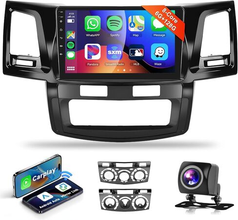 8 Core 6G 128G Android Car Stereo لـ 2005-2014 Toyota Fortuner Hilux Radio مع شاشة لمس 9 بوصة 1280P IPS لاسلكية CarPlay Android Auto MirrorLink WiFi DSP/36EQ Bluetooth5.0 GPS كاميرا احتياطية in Saudi Arabia
