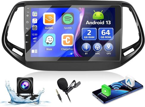 2+64G Android 13 Carplay Radio Touch Screen Car Stereo for Jeep Compass 2017-2020, 10.1'' HD Compatible with Android Auto, AHD Backup Camera, Mirror Link, GPS, WiFi, FM RDS in Saudi Arabia