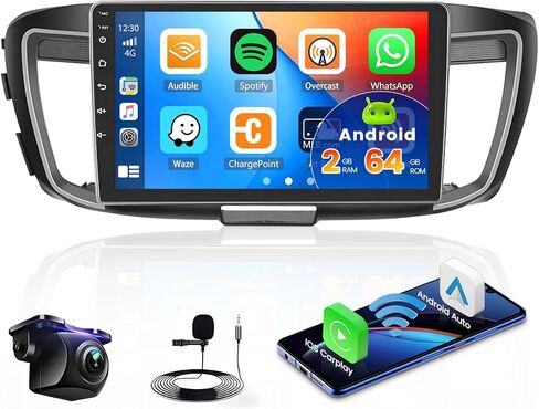 [2+64G] Android 13 Stereo for Honda Accord 2.0L 2014-2016 Wireless CarPlay Android Auto, Hikity 10.1 Inch Touch Screen GPS Navigation Radio with WiFi FM RDS BT Backup Camera in Saudi Arabia