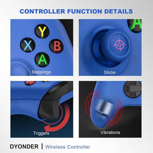 DYONDER Wireless Controller 2.4GHZ Compatible with Xbox One X/S,Xbox Series X/S;PC Windows 7/8/10,Wireless Gamepad with Share Button/3.5mm Headphone Jack/2.4GHZ Adapter(White) in Saudi Arabia
