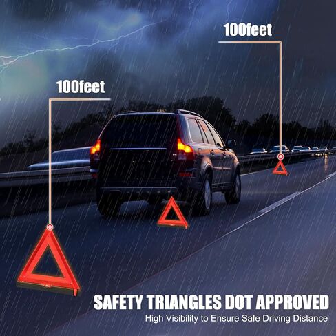 KIMESUKA 3 Pack Folding Safety Triangles DOT Approved, Stable Base Warning Reflective Triangle, Heavy Duty Emergency Road Reflectors in Saudi Arabia