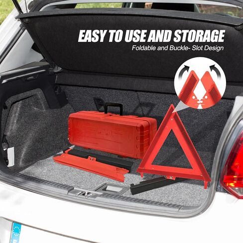 KIMESUKA 3 Pack Folding Safety Triangles DOT Approved, Stable Base Warning Reflective Triangle, Heavy Duty Emergency Road Reflectors in Saudi Arabia