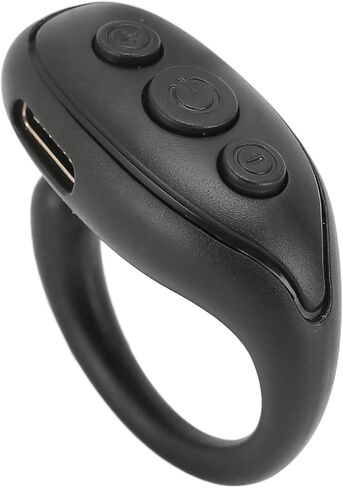 BT Remote Control, Mobile Phone Bluetooth Remote, Scrolling Control Page Turner Rechargeable, Cell Phone Remote Clicker Camera Shutter Selfie (Black) in Saudi Arabia