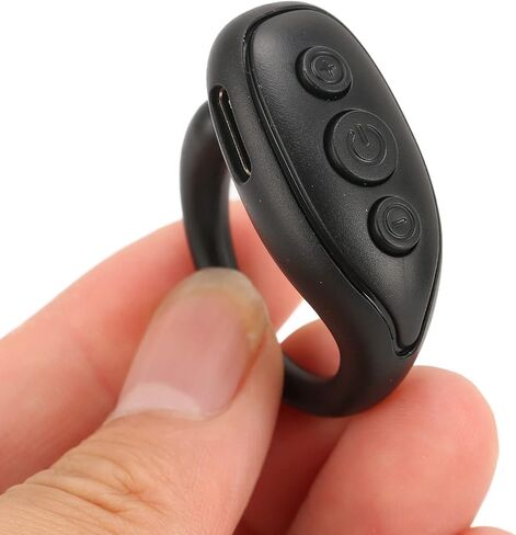 BT Remote Control, Mobile Phone Bluetooth Remote, Scrolling Control Page Turner Rechargeable, Cell Phone Remote Clicker Camera Shutter Selfie (Black) in Saudi Arabia