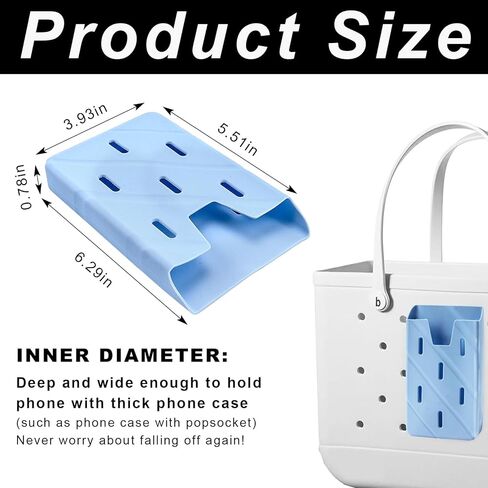Silicone Phone Holder Charms Compatible for Bogg Bag - Phone Case Holder Charms Accessory Compatible with All Bogg Bags - Cell Phone Holder for Beach Tote Bags - Light Blue in Kuwait