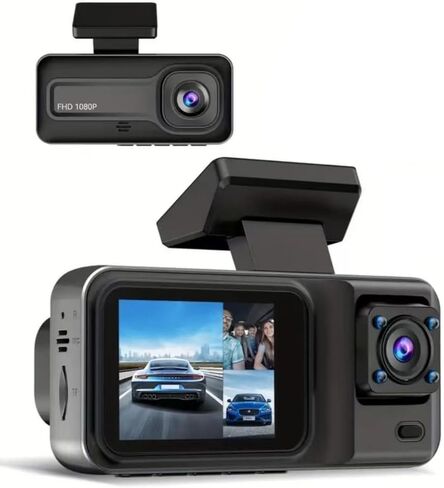 Shkalacar Dash Cam أمامي وخلفي 1080P DVR، مع 2/3 كاميرات أمامية (وداخلية) ومسجل قيادة الكاميرا الخلفية مع شاشة IPS 2 بوصة وزاوية واسعة 170 درجة تدعم تصادم الرؤية الليلية الواضحة in Saudi Arabia