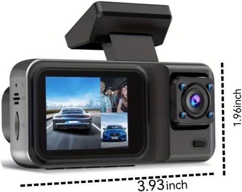 Shkalacar Dash Cam أمامي وخلفي 1080P DVR، مع 2/3 كاميرات أمامية (وداخلية) ومسجل قيادة الكاميرا الخلفية مع شاشة IPS 2 بوصة وزاوية واسعة 170 درجة تدعم تصادم الرؤية الليلية الواضحة in Saudi Arabia