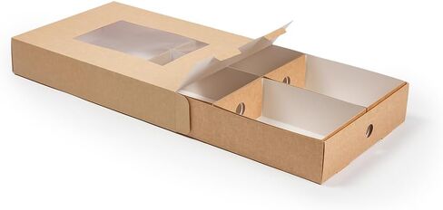 Restaurantware Slide Tek 17.7 x 12.2 x 3.2 Inch 10 Grease-Resistant Catering Boxes-Cover with Window Included, Side Lock, Kraft Paper Catering Food Containers, Recyclable, Inserts Sold Separately in Saudi Arabia