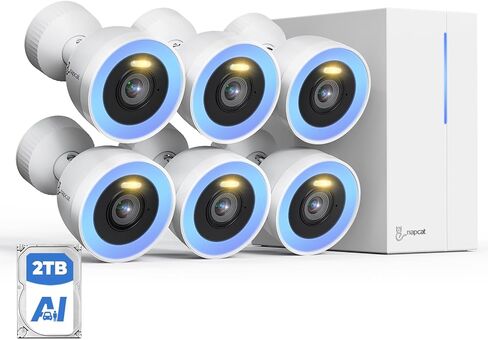 PoE Outdoor Wired Security Camera System, 4K 8CH NVR with 2TB HDD, 6Pcs 4MP IP Surveillance Camera, F1.0 Color Night Vision, Human/Vehicle Detection, IP67 Weatherproof, 2-Way Talk (N2806) in Saudi Arabia