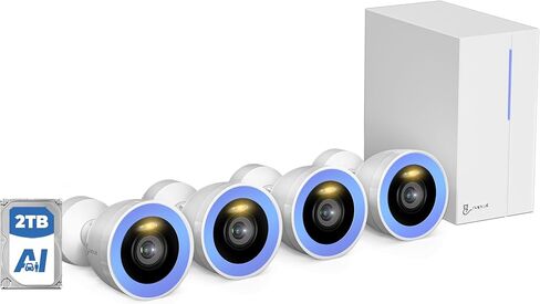 نظام كاميرا أمان سلكية خارجية PoE، 4K 8CH NVR مع محرك أقراص ثابتة سعة 2 تيرابايت، 6 قطع كاميرا مراقبة IP بدقة 4 ميجابكسل، رؤية ليلية ملونة F1.0، اكتشاف الإنسان/المركبة، مقاومة للطقس IP67، محادثة ثنائية الاتجاه (N2806) in Kuwait