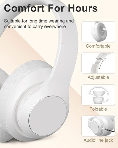 Wireless Bluetooth Headphones Over Ear, 40 Hours Playtime Wireless Light Weight Headset with HiFi Stereo Sound for Travel Work (Beige in Saudi Arabia