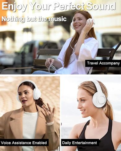 Wireless Bluetooth Headphones Over Ear, 40 Hours Playtime Wireless Light Weight Headset with HiFi Stereo Sound for Travel Work (Beige in Saudi Arabia