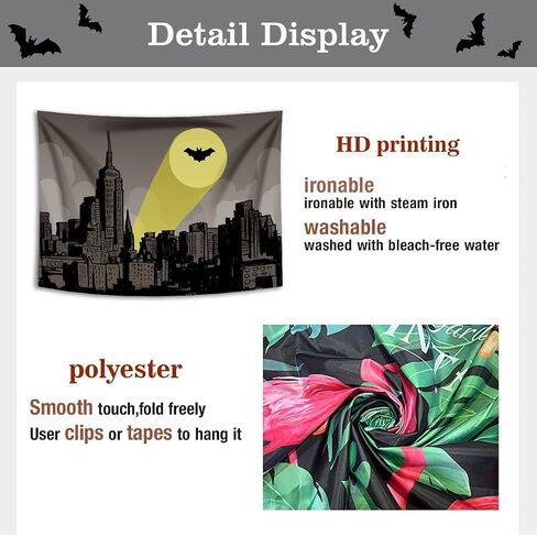 Bat Superhero City Scape Backdrop 6x4ft Full Moon Skyline Hero Party Polyester Banner Kid Adult Super Hero Birthday Party Cake Table Decoration Room Wall Decor Tapestry Photo Background in Kuwait