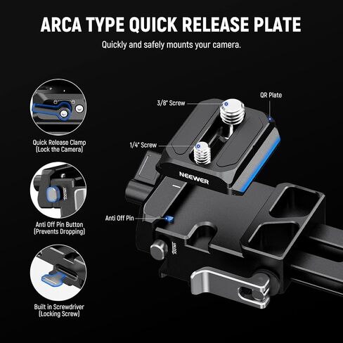 NEEWER Foldable V Mount Battery Plate with Arca Type Baseplate for RS4 Gimbal, Tripod & PD Quick Release Plate, DSLR Camera Video Rig Compatible with SmallRig V Lock Battery & Cage, PS014 in Saudi Arabia