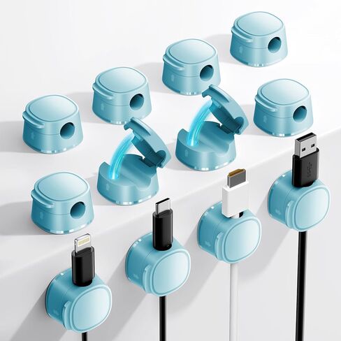 6 Pack Magnetic Cable Management Clips, FlyCoco Adhesive Cord Holder, Cable Keeper Organizer for Home Office Desk Phone Car Kitchen Wall Desktop Nightstand (Black) in Saudi Arabia