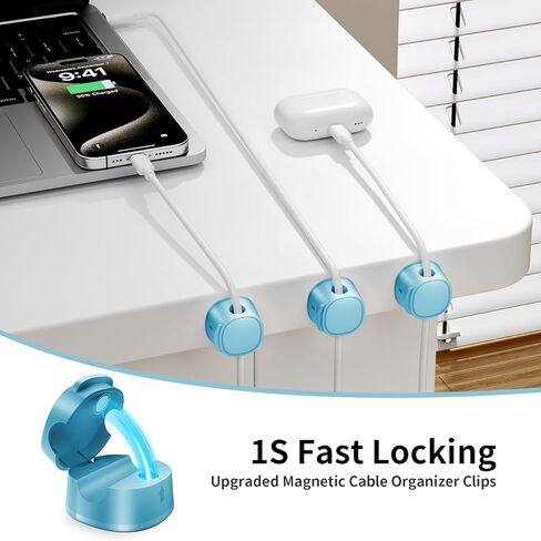 6 Pack Magnetic Cable Management Clips, FlyCoco Adhesive Cord Holder, Cable Keeper Organizer for Home Office Desk Phone Car Kitchen Wall Desktop Nightstand (Black) in Saudi Arabia