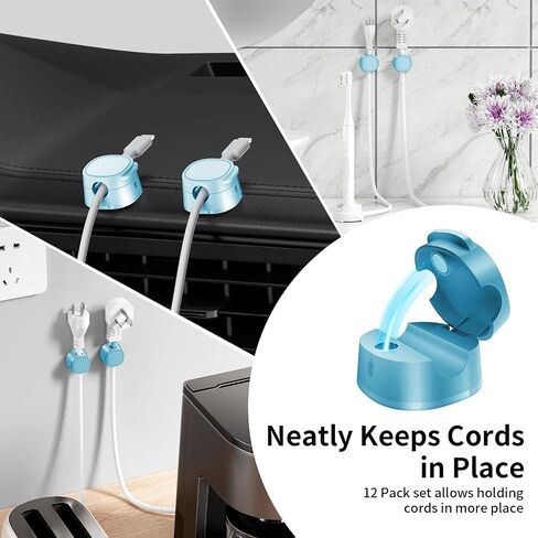 6 Pack Magnetic Cable Management Clips, FlyCoco Adhesive Cord Holder, Cable Keeper Organizer for Home Office Desk Phone Car Kitchen Wall Desktop Nightstand (Black) in Saudi Arabia