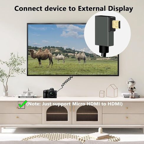 كابل GELRHONR ملفوف Micro HDMI إلى HDMI 8k، كابل Micro HDMI قصير ذكر إلى ذكر سلك رفيع مرن 48 جيجابت في الثانية عالي السرعة يدعم 3D 8K@60 هرتز، لبطاقة التقاط فيديو الكاميرا، تلفزيون (الزاوية اليمنى) in Saudi Arabia