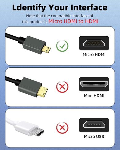 كابل GELRHONR ملفوف Micro HDMI إلى HDMI 8k، كابل Micro HDMI قصير ذكر إلى ذكر سلك رفيع مرن 48 جيجابت في الثانية عالي السرعة يدعم 3D 8K@60 هرتز، لبطاقة التقاط فيديو الكاميرا، تلفزيون (الزاوية اليمنى) in Saudi Arabia