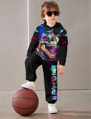 Toddler Boy Clothes 3-7Y Dinosaur Printed Toddler Clothes For Boys Long Sleeve Hoodie Pant Sets Toddler Boy Outfits in Saudi Arabia