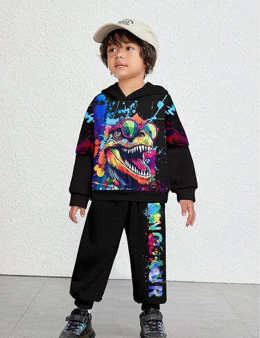 Toddler Boy Clothes 3-7Y Dinosaur Printed Toddler Clothes For Boys Long Sleeve Hoodie Pant Sets Toddler Boy Outfits in Saudi Arabia