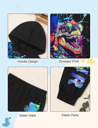 Toddler Boy Clothes 3-7Y Dinosaur Printed Toddler Clothes For Boys Long Sleeve Hoodie Pant Sets Toddler Boy Outfits in Saudi Arabia