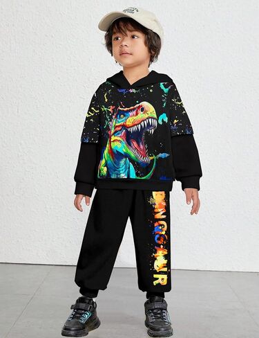 Toddler Boy Clothes 3-7Y Dinosaur Printed Toddler Clothes For Boys Long Sleeve Hoodie Pant Sets Toddler Boy Outfits in Saudi Arabia