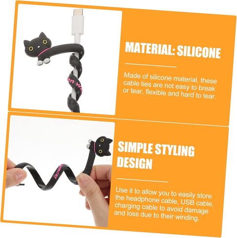 Uonlytech 1 Set 8 Pcs Winder Wrapping Paper Organizer Earbud Holder Silicone Zip Ties Animal USB Cable Protector USB Cable Wire Silicone Holder Earphone Cord Cords Holders Earphone Holder in Saudi Arabia