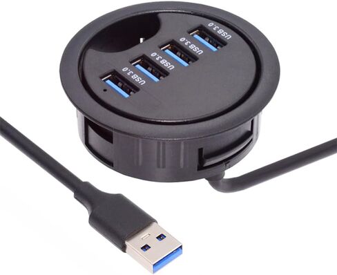 Cablecc 2 Port USB 3.0 Hub SD TF USB-C USB Splitter 60mm Desk Grommet Dock Station Micro-SD Card Reader for Desktop PC(USB3.0+USB-C+SD/TF) in Saudi Arabia