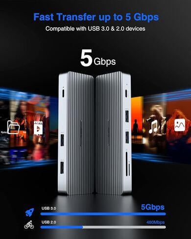 TOTU USB C Hub، محطة إرساء 9 في 1 من النوع C مع منفذ HDMI 4K، 3 منافذ USB 3.0، 1 منفذ USB 2.0، 1 منفذ USB C، قارئ بطاقة SD/TF، ​​توصيل طاقة 100 وات PD USB-C، لـ Mac Pro وأجهزة الكمبيوتر المحمولة الأخرى من النوع C in Kuwait