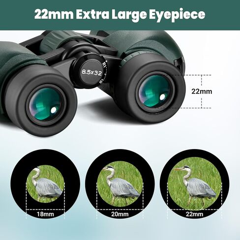 ESSLNB 8.5x32 Binoculars for Adults, Outdoor Waterproof Binoculars for Travel Bird Watching Hunting, Compact Binoculars with BAK4 Prism Carrying Bag in Saudi Arabia