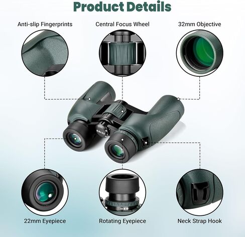 ESSLNB 8.5x32 Binoculars for Adults, Outdoor Waterproof Binoculars for Travel Bird Watching Hunting, Compact Binoculars with BAK4 Prism Carrying Bag in Saudi Arabia