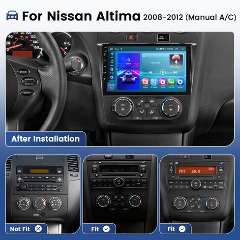 [2+64G] ستيريو سيارة Hikity Android لسيارة Nissan Altima 2008-2012، شاشة صوت تعمل باللمس 9 بوصة مع CarPlay لاسلكي/Android Auto GPS Navigation BT RDS كاميرا احتياطية in Saudi Arabia